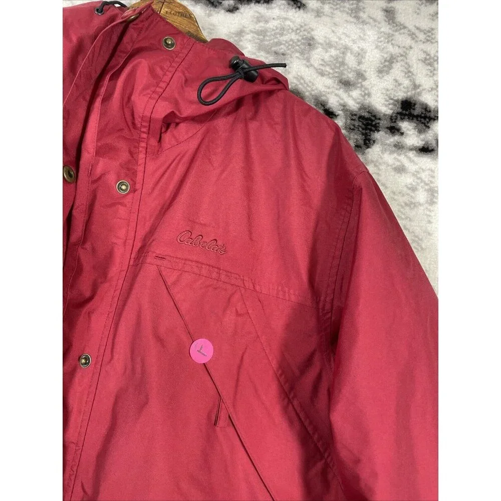 Cabelas Rain Jacket Mens Size Small Red‎ Full Zip Snap Up Hooded Outdoors Gorp - Picture 9 of 16